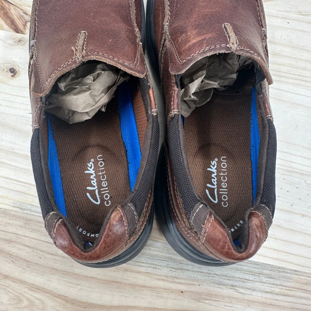 Clarks Bradley Step Loafers Mens 12 Brown Leather Comfort Casual Slip On Shoes